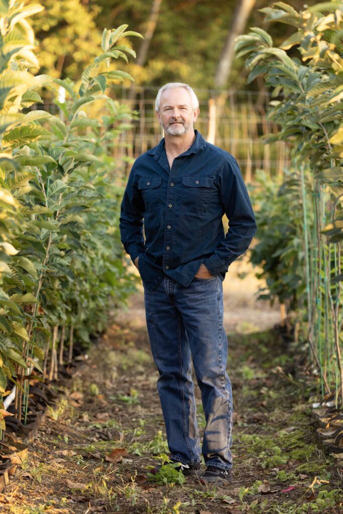 Brad Jones raises chestnut seedlings at EBB Farms powered by United Chestnuts.