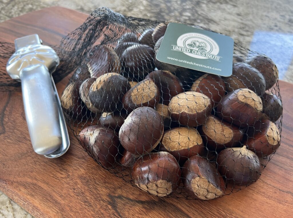 Fresh chestnuts and chestnut cutter from United Chestnuts