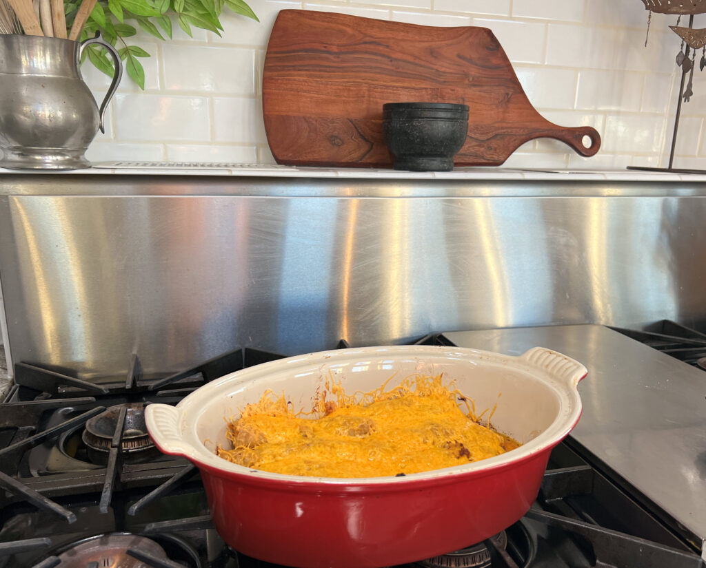 chestnut mole enchiladas with venison chili