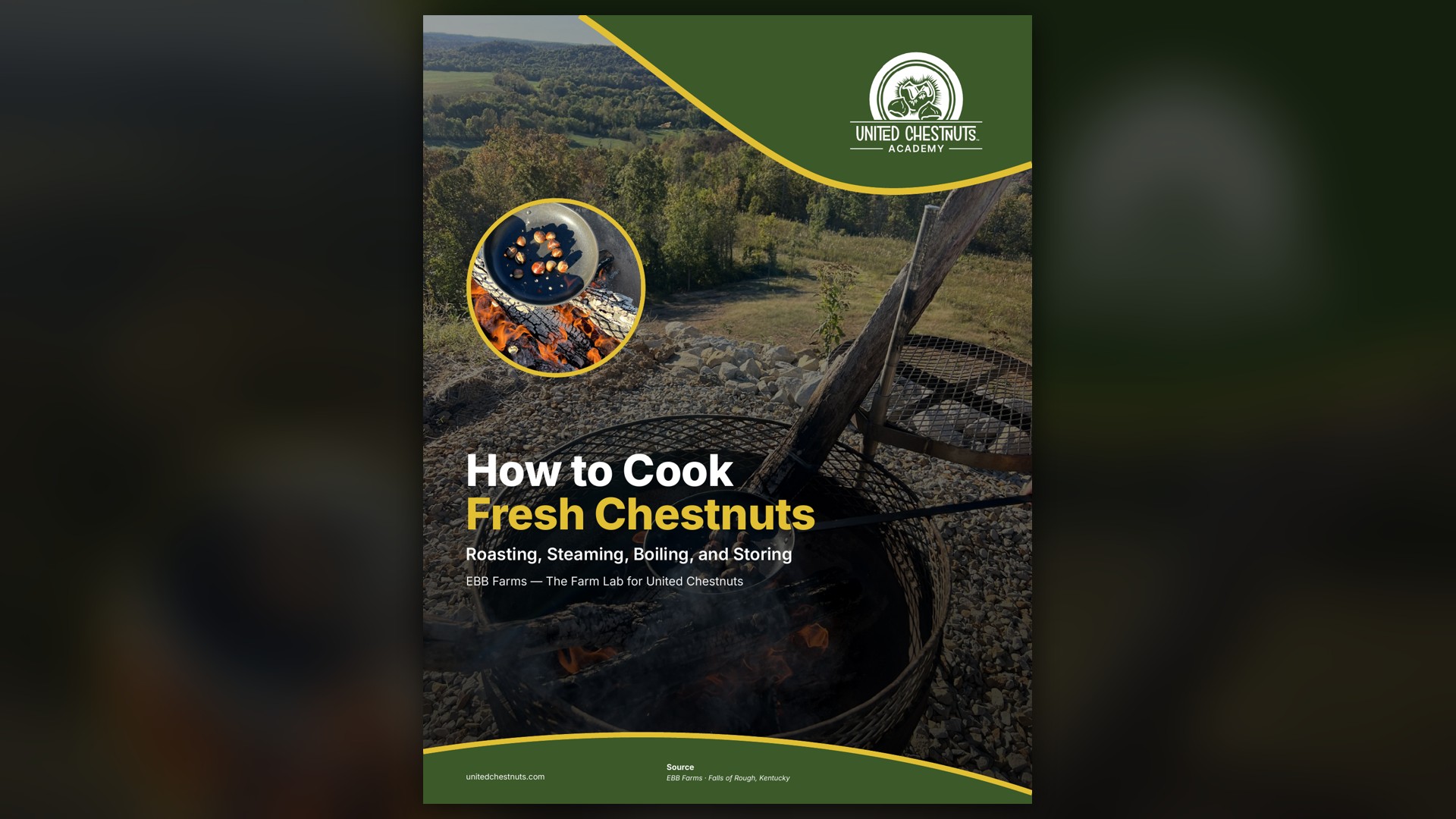 How to cook chestnuts guide cover from the United Chestnuts Academy